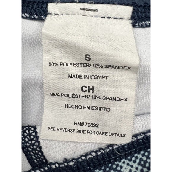 Apana Cropped Leggings Blue Green Leaf Print Capri's Sz Small Gym Athleisure - Picture 9 of 9